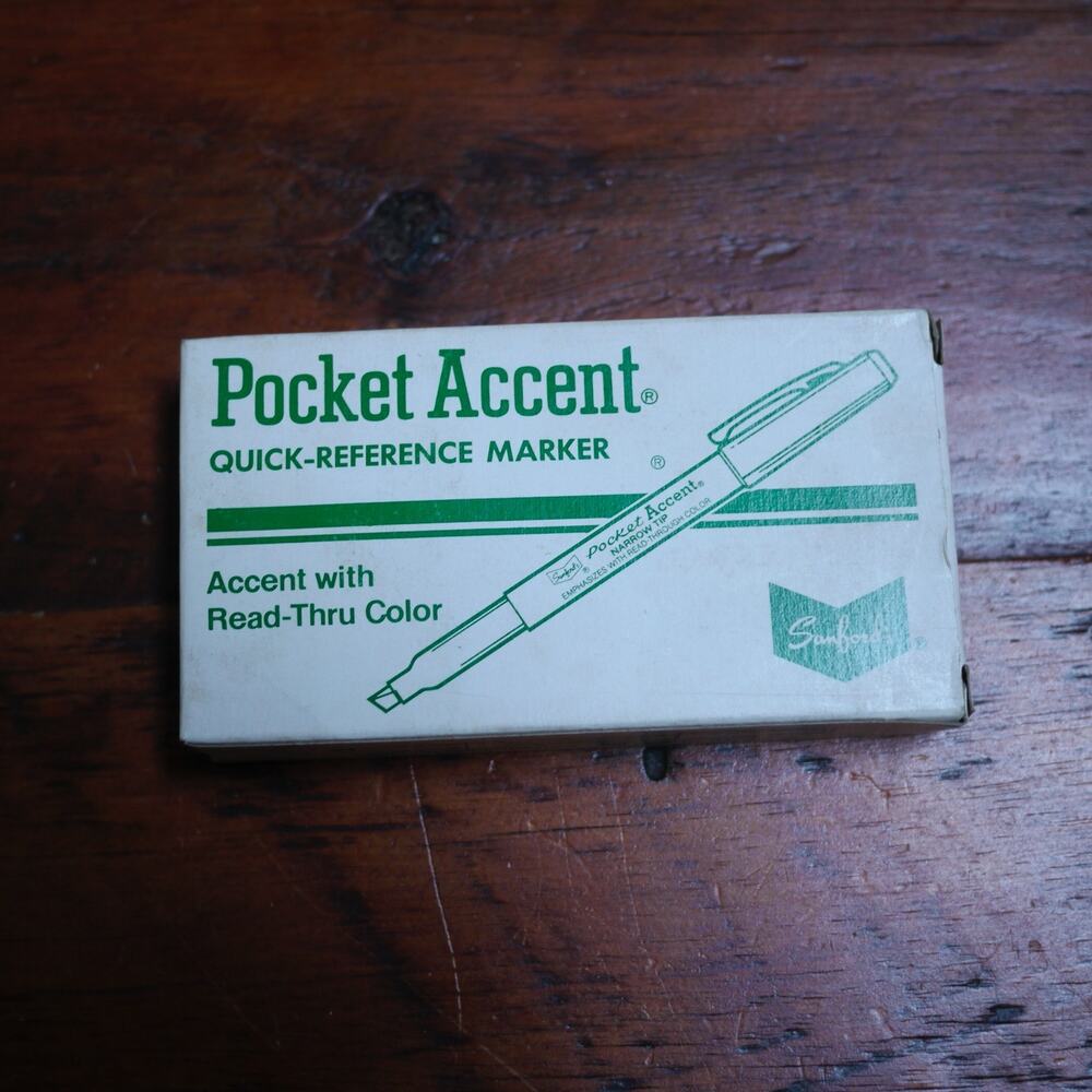 Lot of 12 NEW Vtg Sanford POCKET ACCENT Read Through BLUE Highlighter Markers